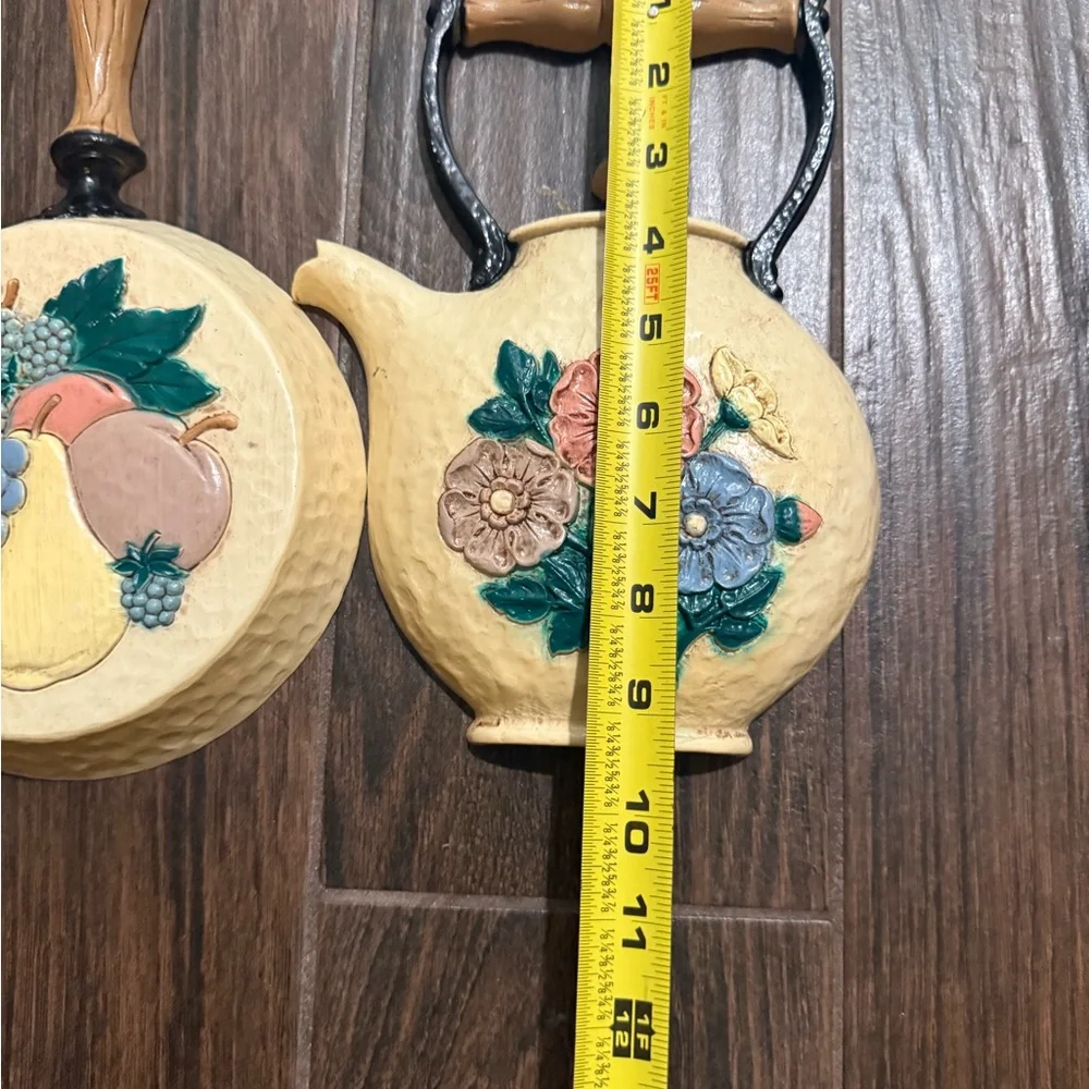 Vintage Yellow Wall Decor with Floral and Fruit Design plastic material
